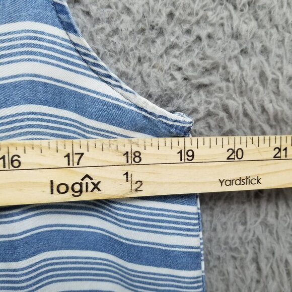 Sharagano Dress Womens Large Blue Striped Sleeveless Summer Dress - Picture 6 of 10